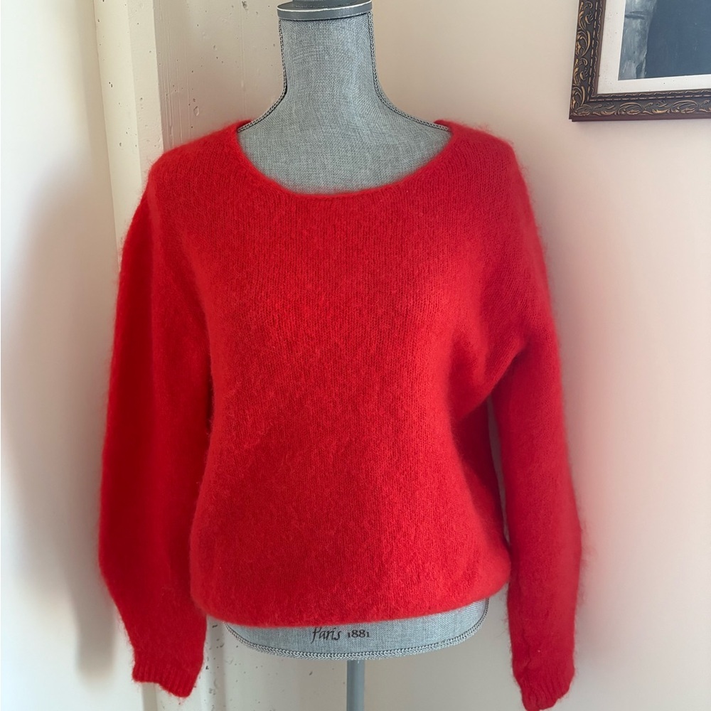 Brigitte Red Mohair-Blend Women's Sweater